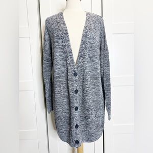 Vince Boyfriend Long Novelty Knit Cardigan‎ L Marled